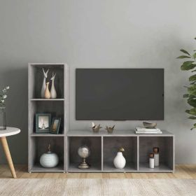 TV Cabinets 2 pcs Concrete Gray 42.1"x13.8"x14.6" Engineered Wood