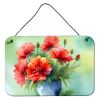 NEW Ohio Scarlet Carnations in Watercolor Wall or Door Hanging Prints Aluminum Metal Sign Kitchen Wall Bar Bathroom Plaque Home Decor, 8HX12W