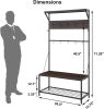 conifferism Large Hall Tree with Shoe Bench and Storage Shelf for Entryway, Coat Rack, 3-in-1 Industrial Design Organizer with Steel Frame Dark Walnut