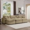 Oversized Modular Cushion Sofa, Portable Ottoman, L-Shaped Corner Low Back Deep Seating Spacious Sofa Setfor Home Apartment Living Room Set