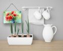 NEW Ohio Scarlet Carnations in Watercolor Wall or Door Hanging Prints Aluminum Metal Sign Kitchen Wall Bar Bathroom Plaque Home Decor, 8HX12W
