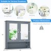 Gray bathroom cabinet with mirror