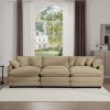 Oversized Modular Cushion Sofa, Portable Ottoman, L-Shaped Corner Low Back Deep Seating Spacious Sofa Setfor Home Apartment Living Room Set