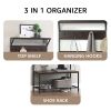 conifferism Large Hall Tree with Shoe Bench and Storage Shelf for Entryway, Coat Rack, 3-in-1 Industrial Design Organizer with Steel Frame Dark Walnut
