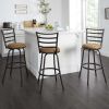 3 Pack Adjustable 24" or 29" Bronze Ladder Back Swivel Barstool