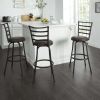 3 Pack Adjustable 24" or 29" Bronze Ladder Back Swivel Barstool