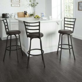 3 Pack Adjustable 24" or 29" Bronze Ladder Back Swivel Barstool (Actual Color: Brown)