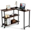360�� Free Rotating Sofa Side Table with Storage Shelves and Casters