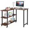 360�� Free Rotating Sofa Side Table with Storage Shelves and Casters