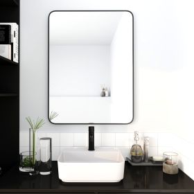 24 x 32 Inch Bathroom Mirror Black Aluminum Frame (Color: as Pic)