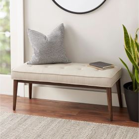 upholstered bench in black and cream faux leather (Color: cream color)