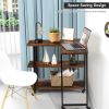 360�� Free Rotating Sofa Side Table with Storage Shelves and Casters