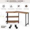 360�� Free Rotating Sofa Side Table with Storage Shelves and Casters