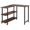 360�� Free Rotating Sofa Side Table with Storage Shelves and Casters