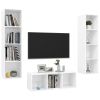 3 Piece TV Cabinet Set High Gloss White Engineered Wood