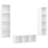 3 Piece TV Cabinet Set High Gloss White Engineered Wood