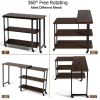 360�� Free Rotating Sofa Side Table with Storage Shelves and Casters