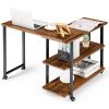 360�� Free Rotating Sofa Side Table with Storage Shelves and Casters