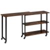360�� Free Rotating Sofa Side Table with Storage Shelves and Casters