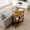 360�� Free Rotating Sofa Side Table with Storage Shelves and Casters