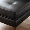 upholstered bench in black and cream faux leather
