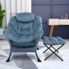 Accent Chair Lazy Reclining Leisure Chair with Removable Metal Legs and High-Density Foam