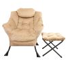 Accent Chair Lazy Reclining Leisure Chair with Removable Metal Legs and High-Density Foam