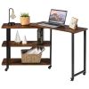 360�� Free Rotating Sofa Side Table with Storage Shelves and Casters