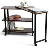 360�� Free Rotating Sofa Side Table with Storage Shelves and Casters