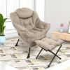 Accent Chair Lazy Reclining Leisure Chair with Removable Metal Legs and High-Density Foam