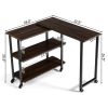 360�� Free Rotating Sofa Side Table with Storage Shelves and Casters