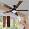 52 Inch 5 blades Ceiling Fan With Dimmable LED Light And Remote Control